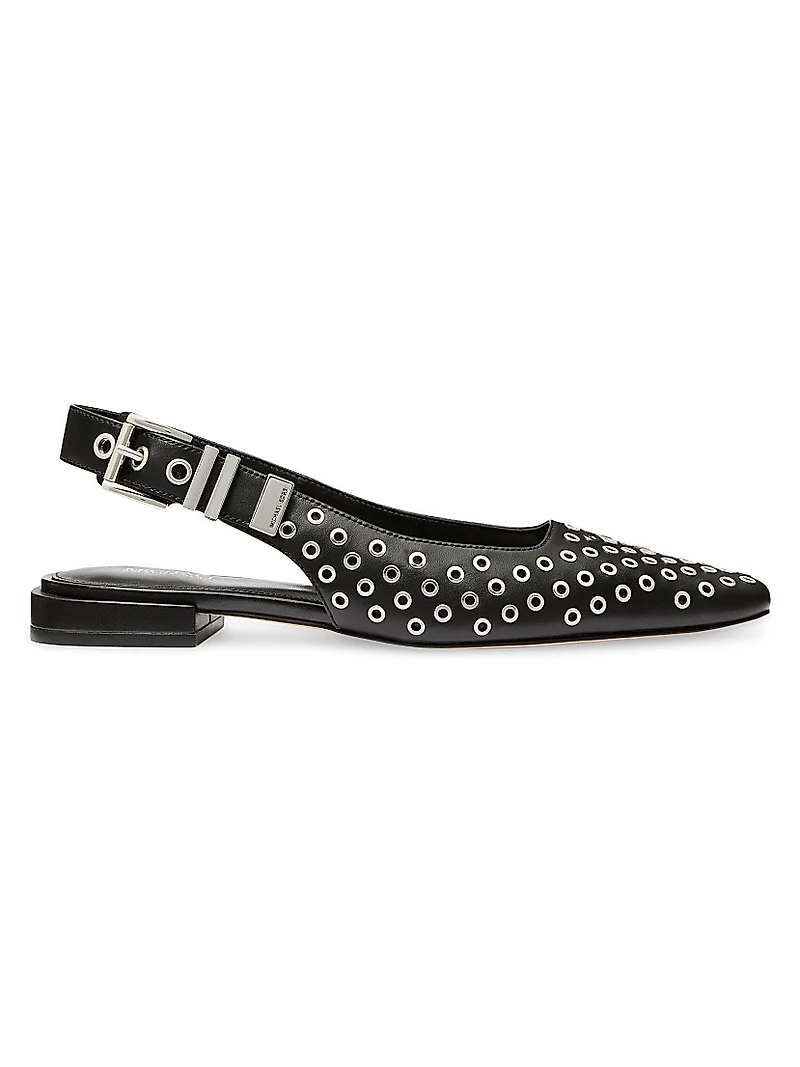 Darrington Grommeted Leather Slingback Flats
