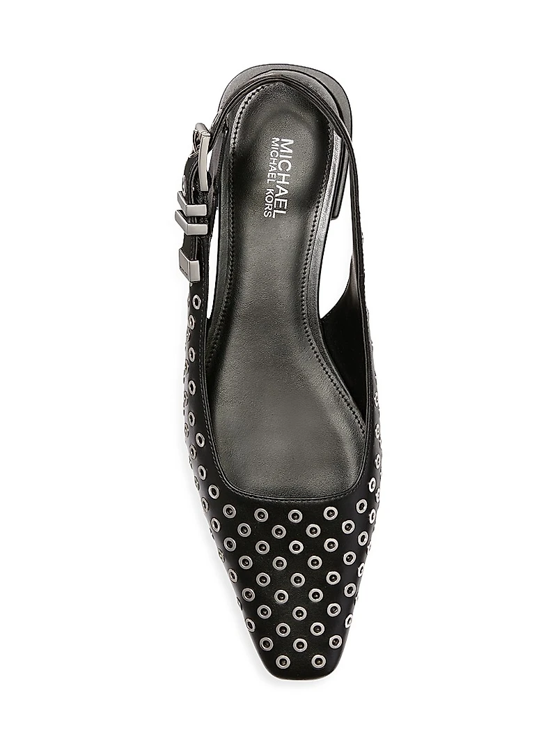 Darrington Grommeted Leather Slingback Flats