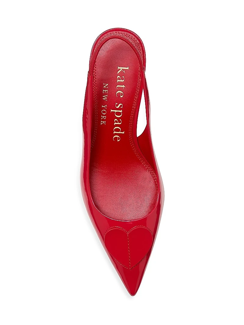 Perfect Pair Heart 50MM Leather Slingback Pumps
