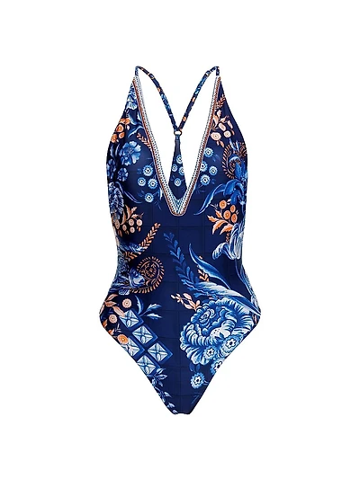 Riveria Radiance Aloe Azure Floral One-Piece Swimsuit