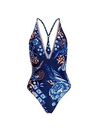 Riveria Radiance Aloe Azure Floral One-Piece Swimsuit