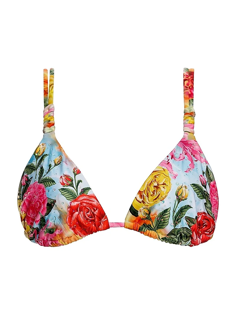 Riveria Radiance Sunny Mirage Crystal-Embellished Floral Bikini Top