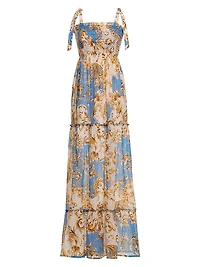 Riveria Radiance Lucery Blush Abstract Cotton Maxi Dress