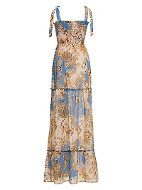 Riveria Radiance Lucery Blush Abstract Cotton Maxi Dress