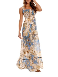 Riveria Radiance Lucery Blush Abstract Cotton Maxi Dress