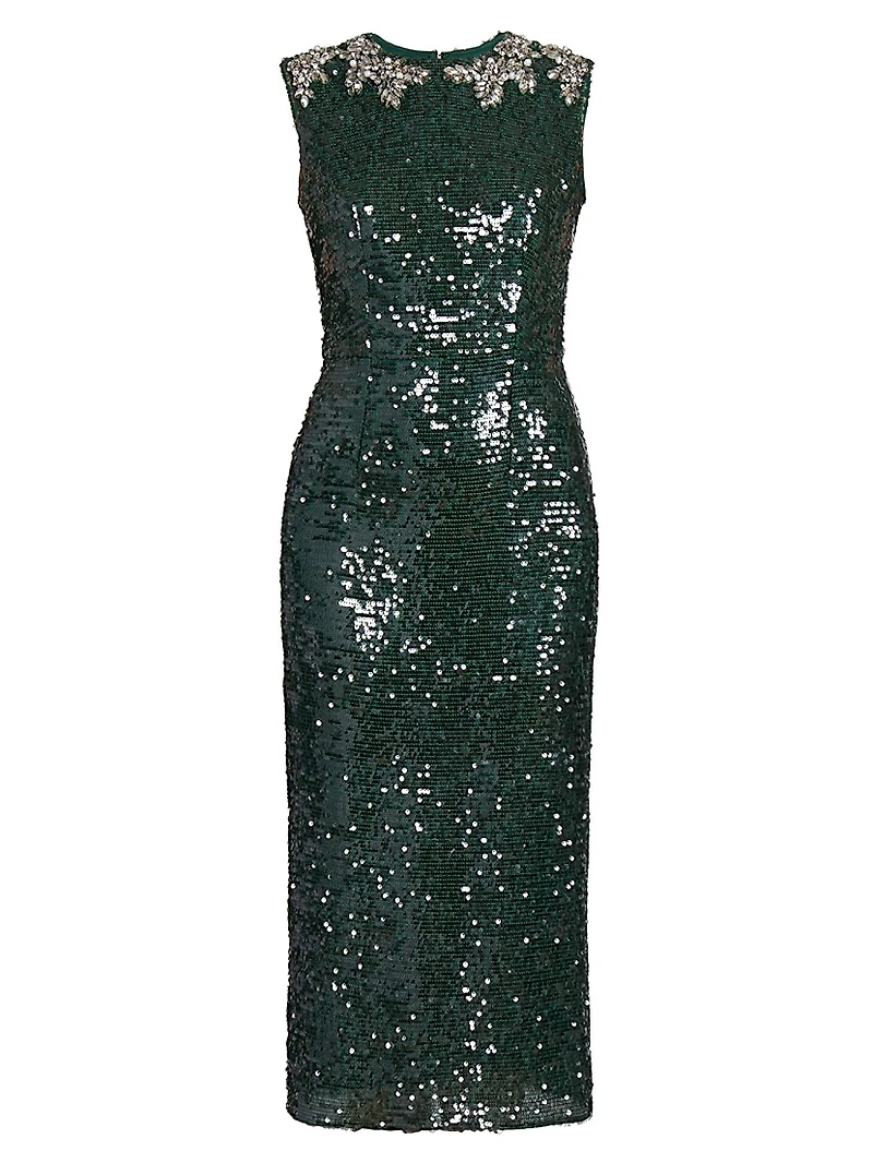 Sequin Embellished Sleeveless Midi-Dress