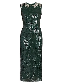 Sequin Embellished Sleeveless Midi-Dress