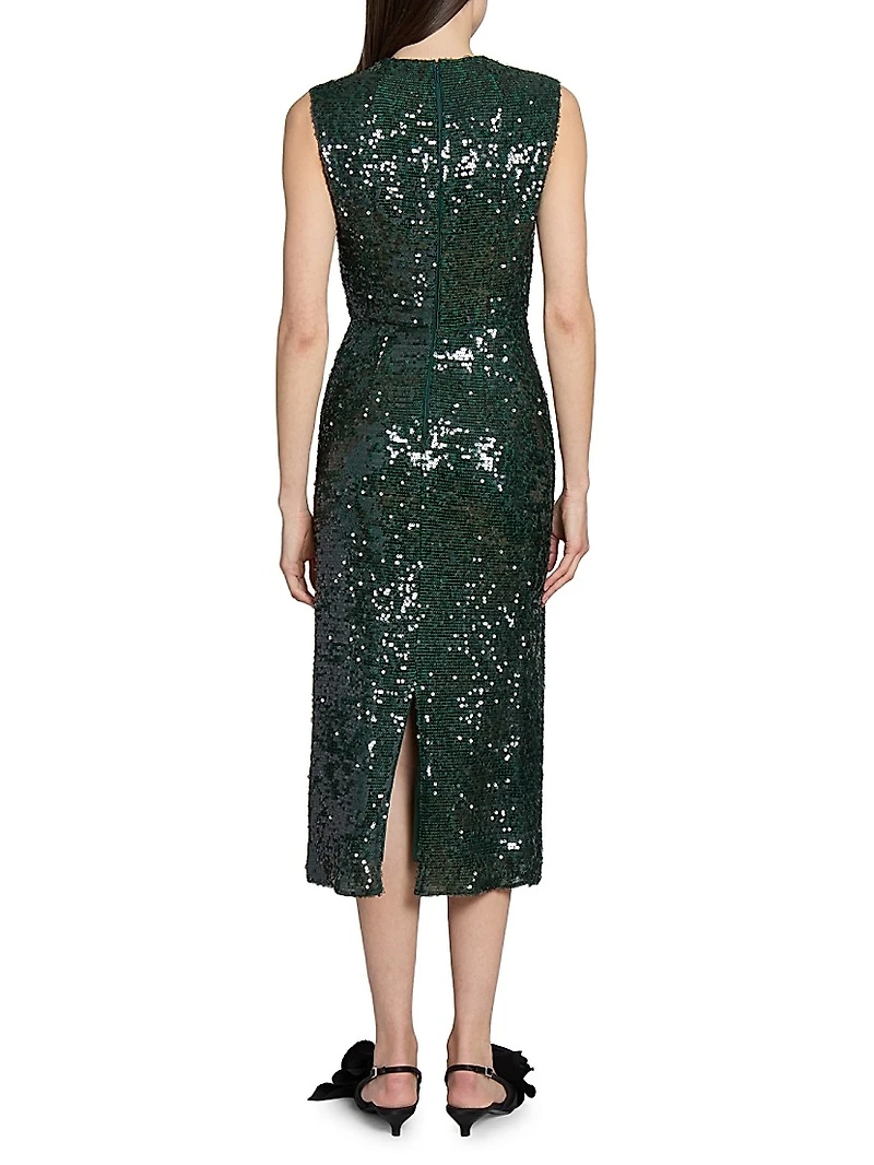Sequin Embellished Sleeveless Midi-Dress