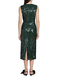 Sequin Embellished Sleeveless Midi-Dress
