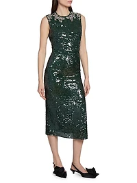 Sequin Embellished Sleeveless Midi-Dress