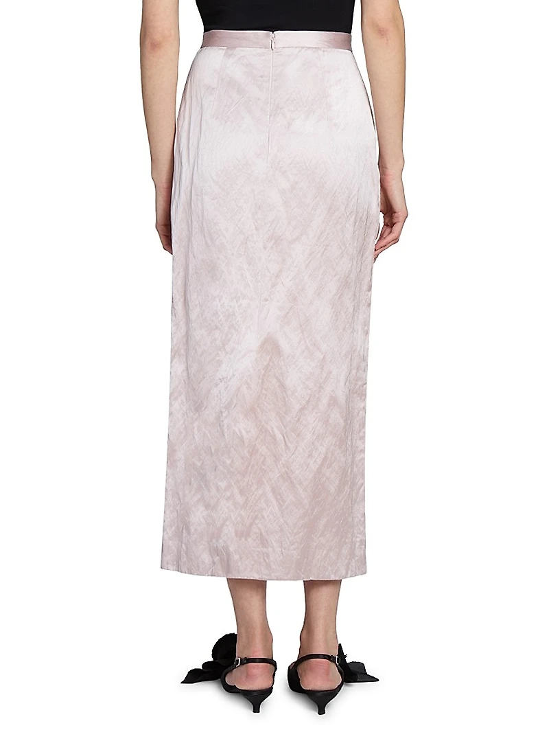 Satin Floral Midi-Skirt