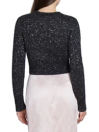 Sequin Alpaca-Blend Cropped Cardigan