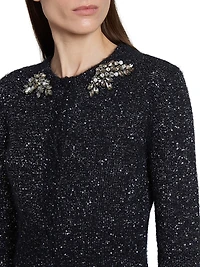 Sequin Alpaca-Blend Cropped Cardigan