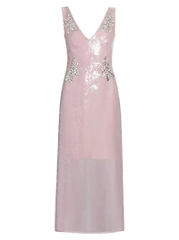 Sequin Embellished V-Neck Maxi Dress