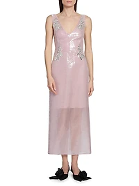 Sequin Embellished V-Neck Maxi Dress