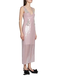 Sequin Embellished V-Neck Maxi Dress