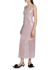 Sequin Embellished V-Neck Maxi Dress