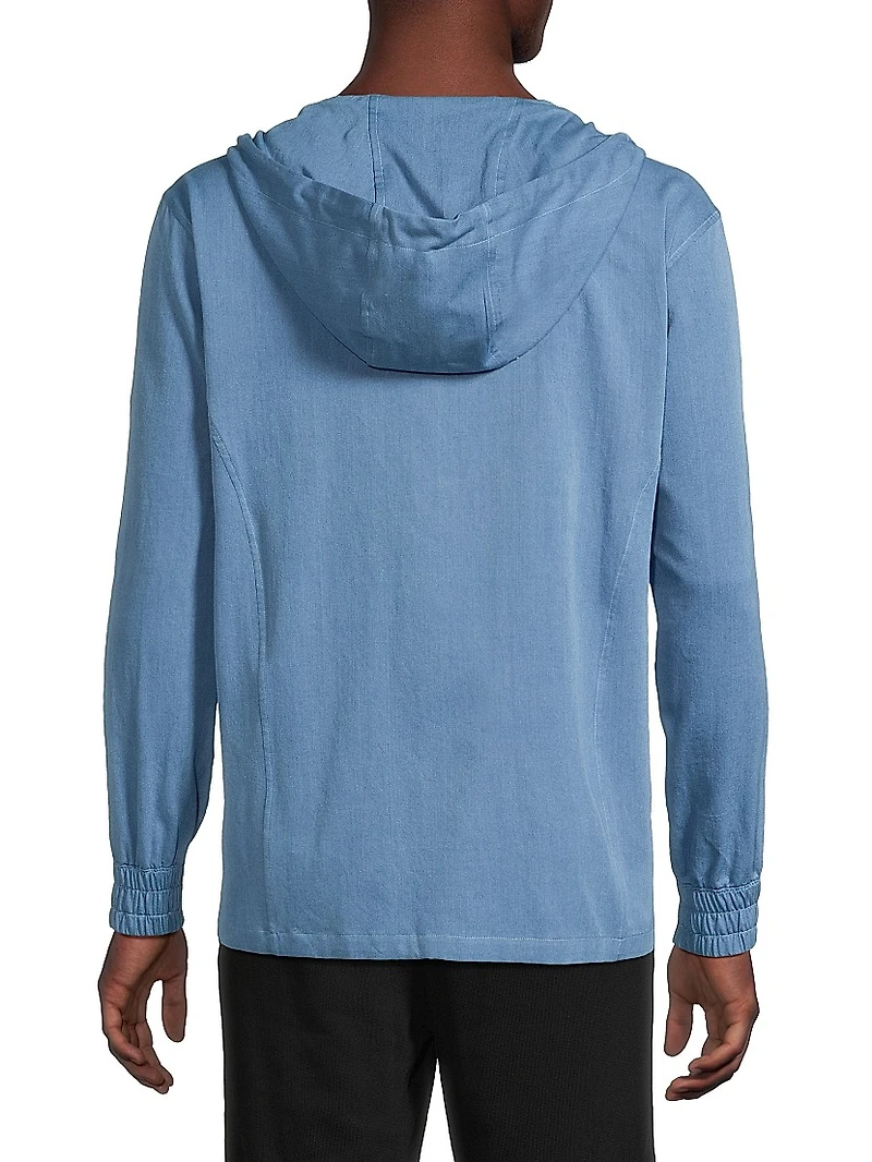 Chambray Zip-Front Hoodie