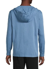 Chambray Zip-Front Hoodie