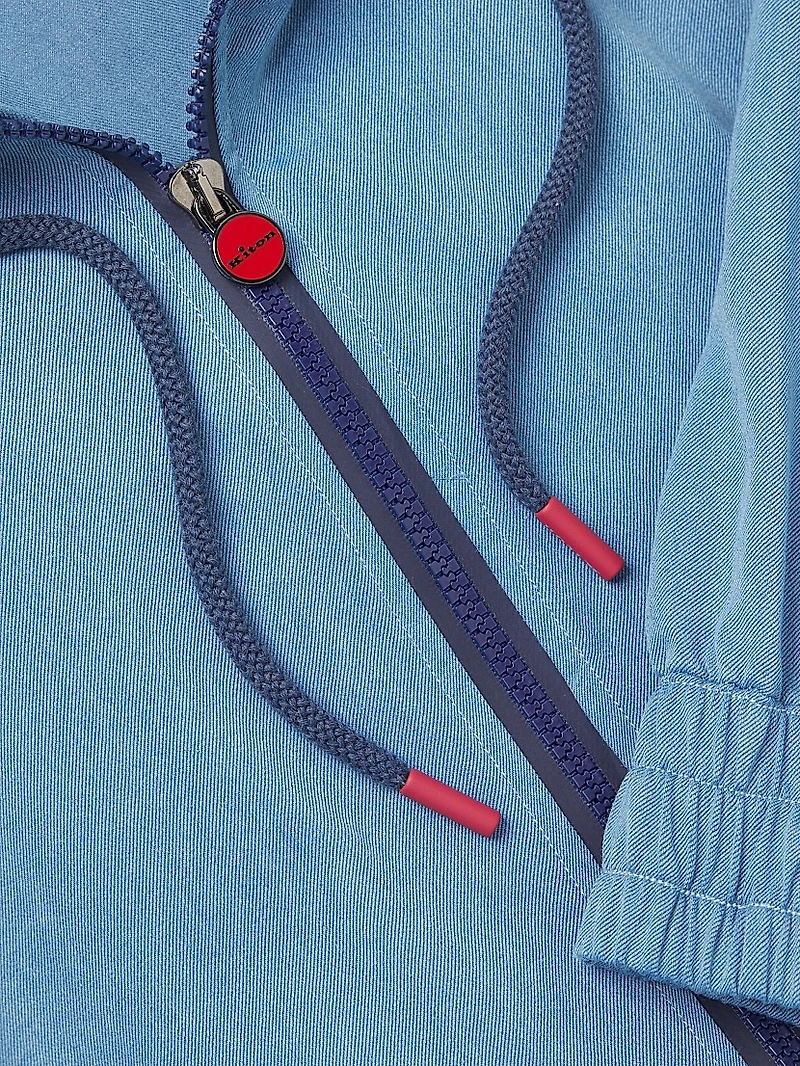 Chambray Zip-Front Hoodie