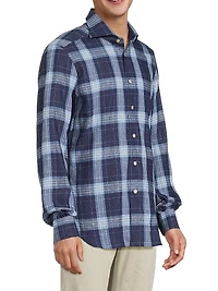 Large Plaid Linen-Blend Shirt