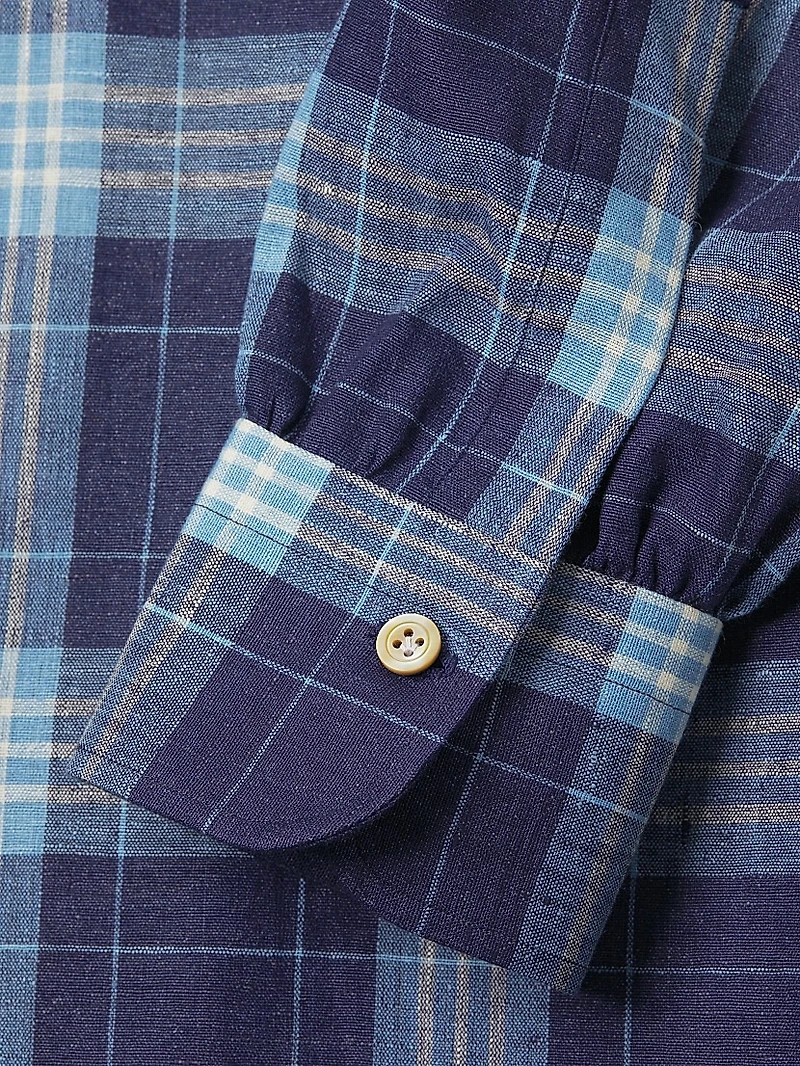 Large Plaid Linen-Blend Shirt