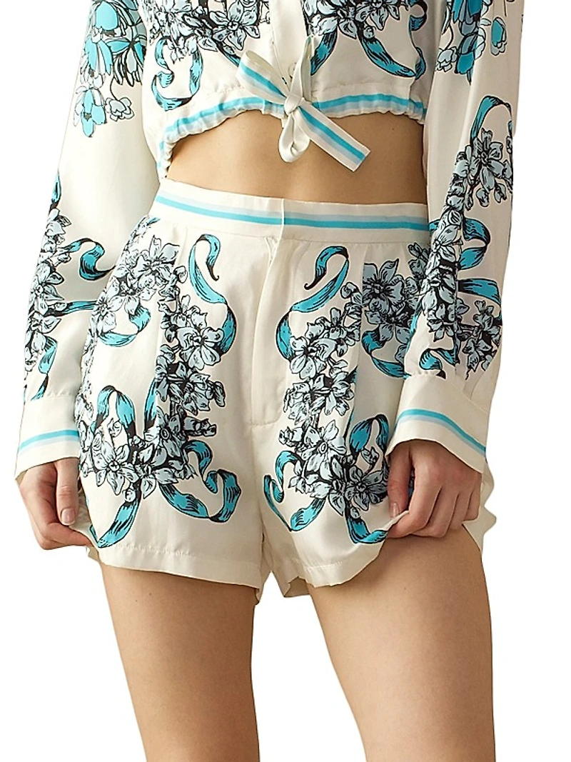 Floral Silk Shorts