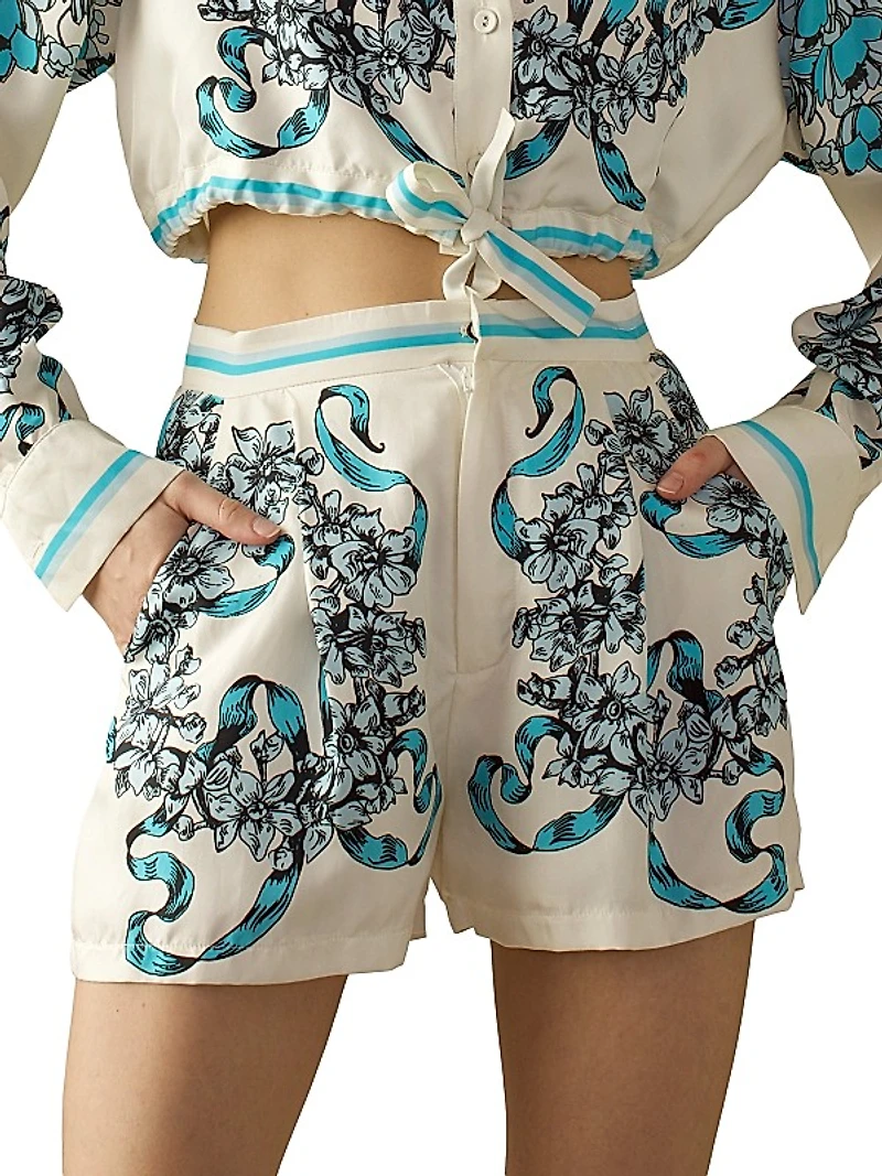 Floral Silk Shorts