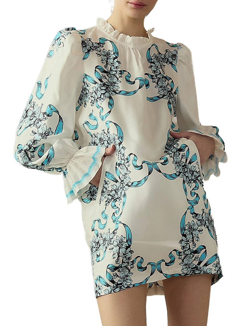Floral Silk Shift Minidress