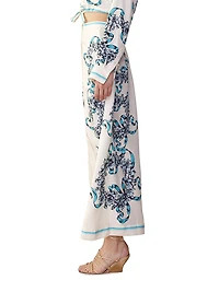 Floral Silk A-Line Maxi Skirt