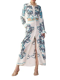 Floral Silk A-Line Maxi Skirt