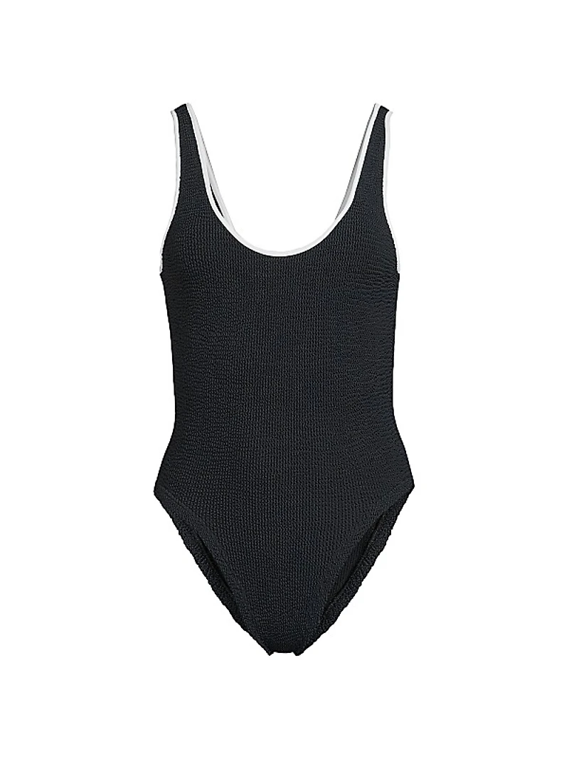 Faye Textured V-Neck One-Piece Swimsuit