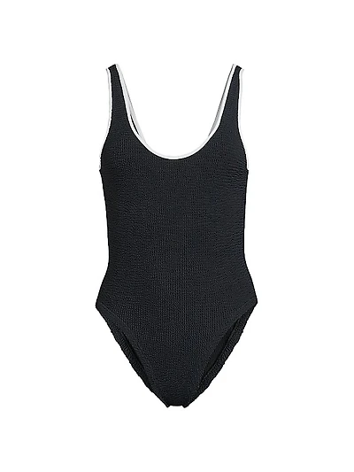 Faye Textured V-Neck One-Piece Swimsuit