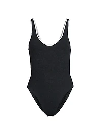 Faye Textured V-Neck One-Piece Swimsuit