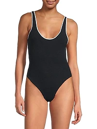 Faye Textured V-Neck One-Piece Swimsuit