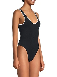 Faye Textured V-Neck One-Piece Swimsuit