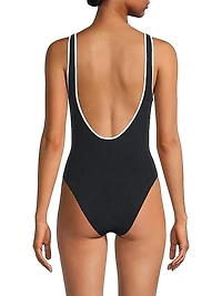 Faye Textured V-Neck One-Piece Swimsuit