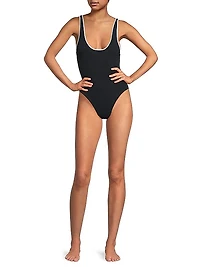 Faye Textured V-Neck One-Piece Swimsuit