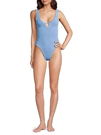 Celine Textured O-Ring One-Piece Swimsuit