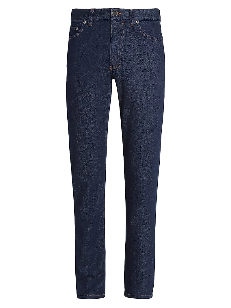 Rinse-Washed Stretch Cotton Roccia Jeans