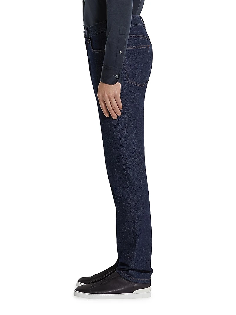Rinse-Washed Stretch Cotton Roccia Jeans