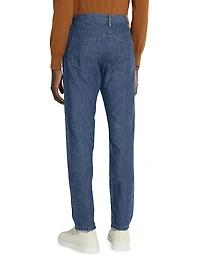 Rinse-Washed Cotton and Linen Roccia Jeans