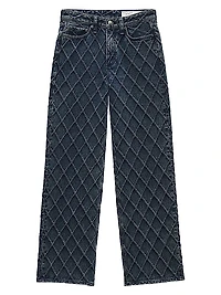 Logan Quilted Stretch Wide-Leg Jeans