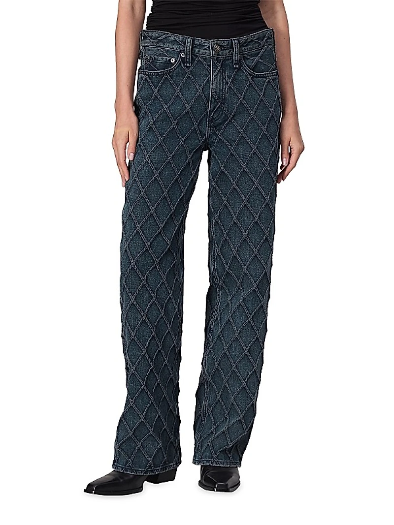 Logan Quilted Stretch Wide-Leg Jeans