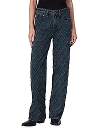 Logan Quilted Stretch Wide-Leg Jeans