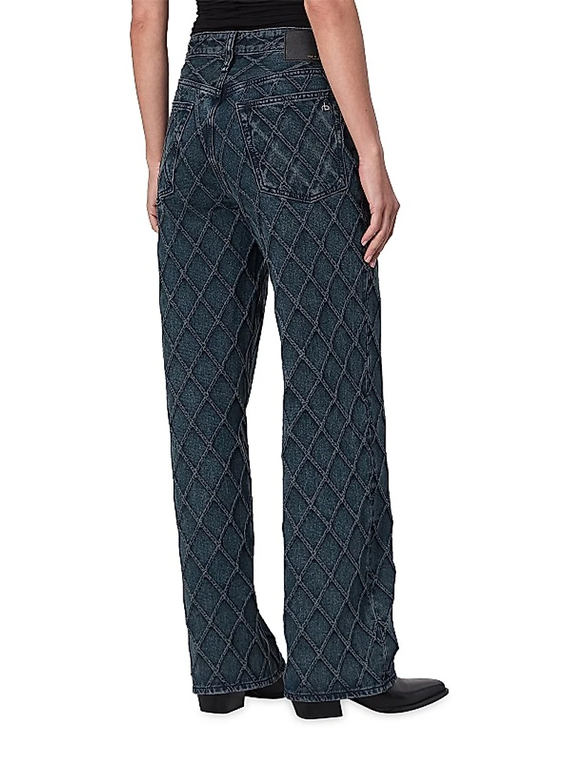 Logan Quilted Stretch Wide-Leg Jeans