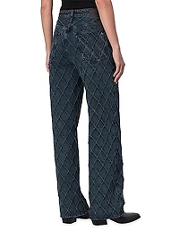 Logan Quilted Stretch Wide-Leg Jeans