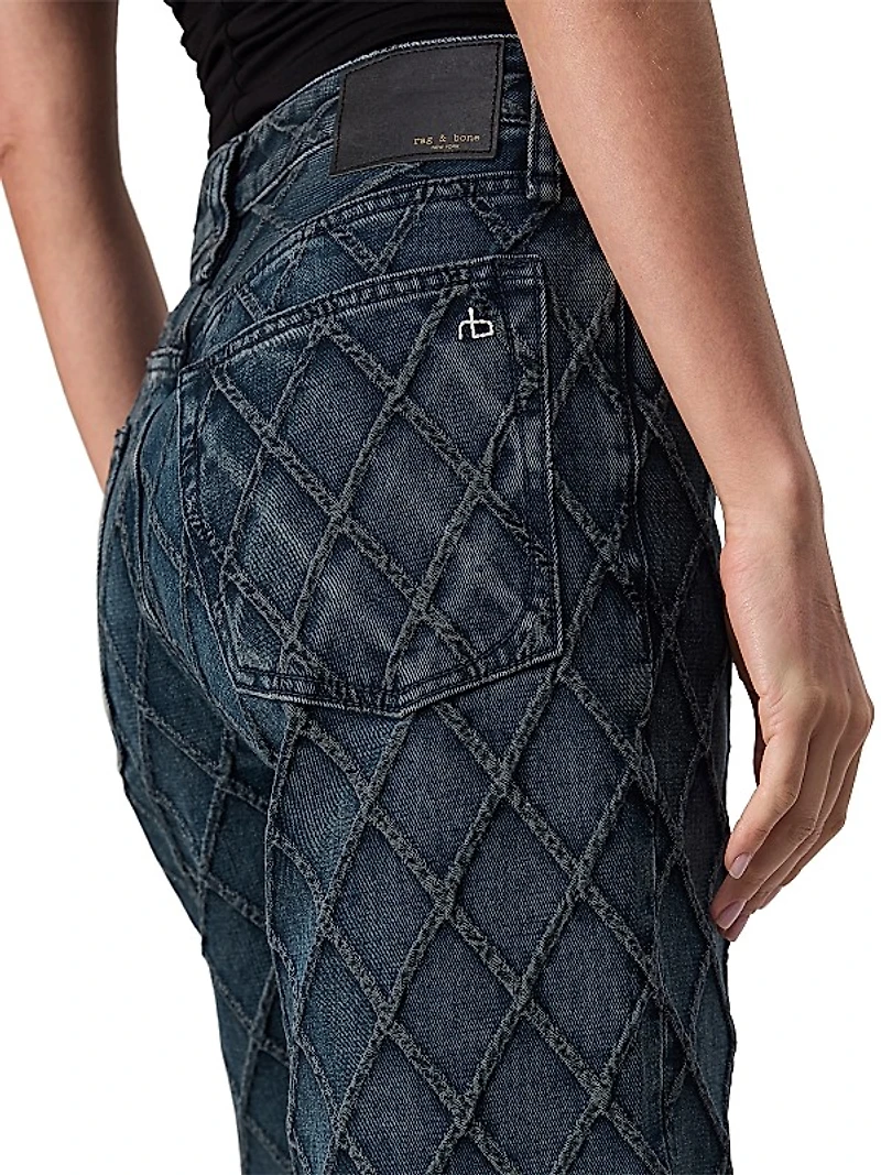 Logan Quilted Stretch Wide-Leg Jeans