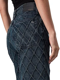 Logan Quilted Stretch Wide-Leg Jeans