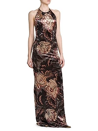 Floral Halter Column Gown